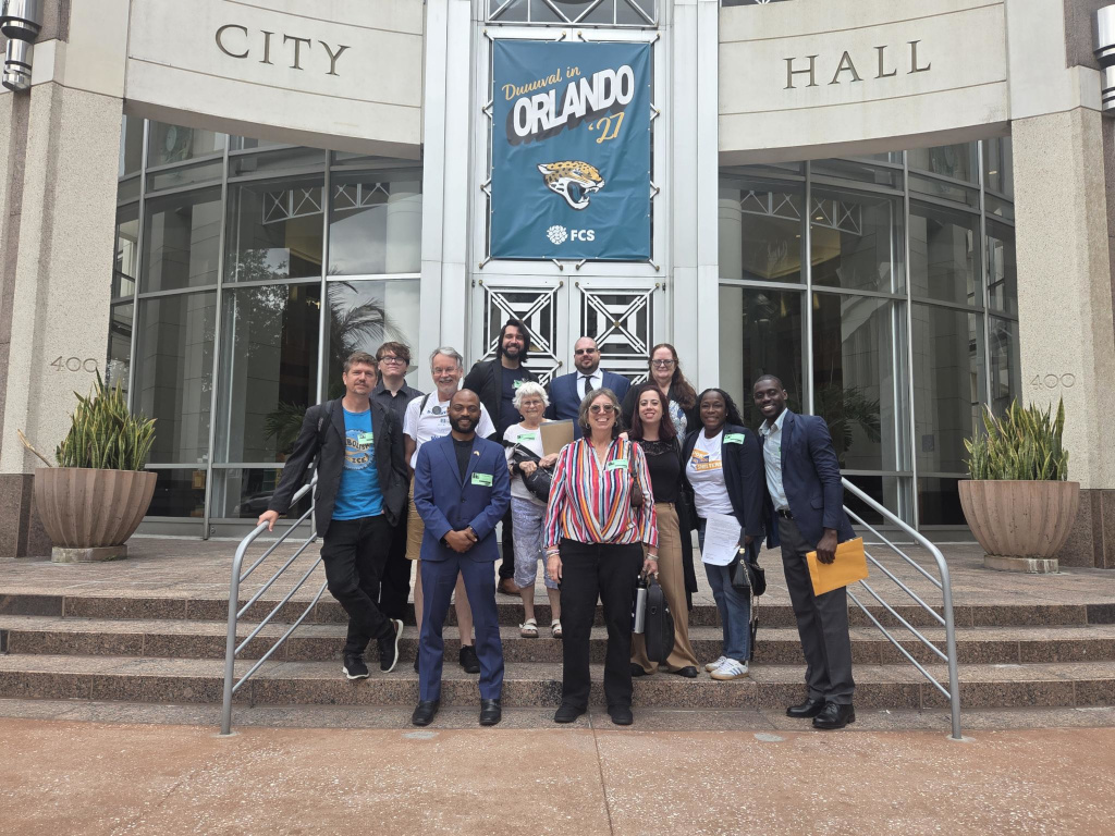 Louis with other 50501 activists at Orlando City Hall